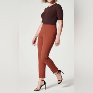 SPANX On The Go Ankle Slim Straight Trouser Pants in Bronze Glow Sz S